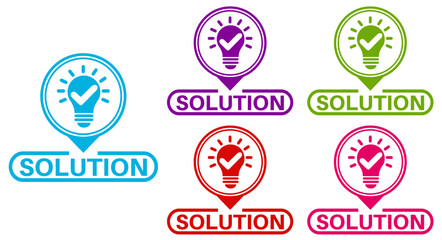 set banner solution icon sign. solving problem symbol shop now labels design vector illustration	
