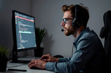 man working on computer