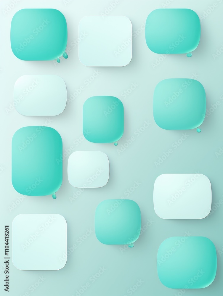 Poster digital bubbles and speech marks on a light grey background.