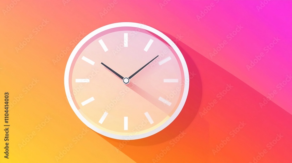 Poster stylish round clock design with a gradient background and minimalist features