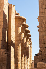Karnak, Luxor, Egypt. Columns of the Great Hypostyle Hall at the Karnak Temple complex in Luxor