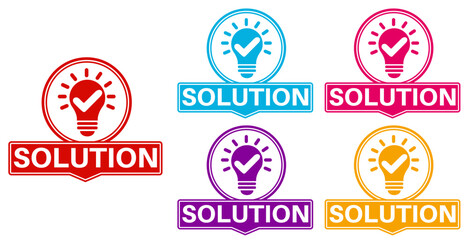 Set collections trendy colorful solution icon. Idea symbol sign badges label template design vector illustration