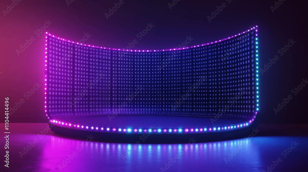 Aufkleber authentic concave led display for a wall or platform. large tv display depicted in a vector illustra