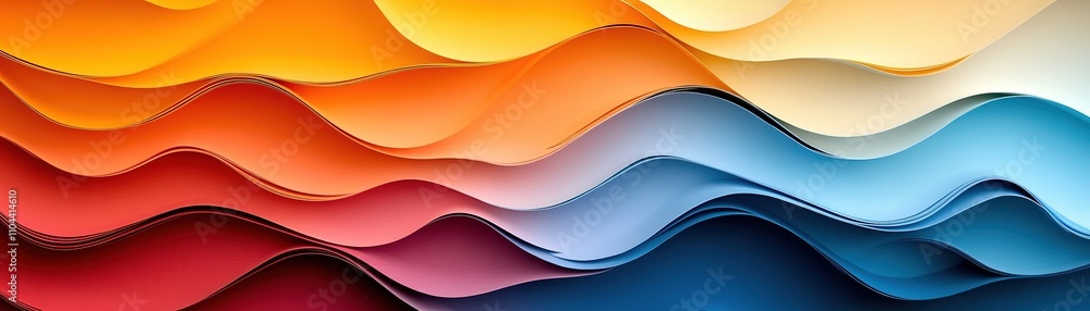 Aufkleber vibrant color waves of paper art studio abstract design creative environment close-up view visual in