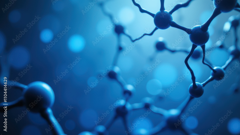 Poster a close-up microscopic view of a molecular structure featuring semaglutide.