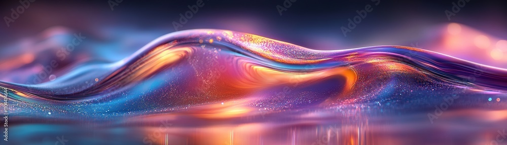 Poster vibrant abstract waves digital art colorful patterns surreal environment close-up view creative expr