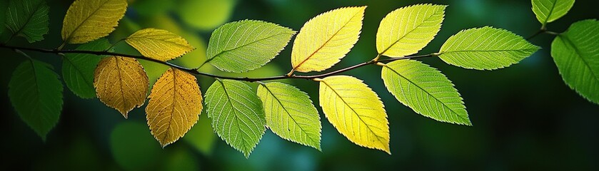 Fototapeta premium Autumn leaves transformation forest nature photography close-up natural light seasonal change