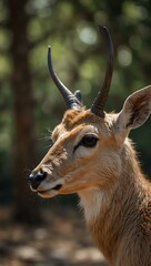 Naklejka premium Close-up of a pale deer or antelope in wildlife.