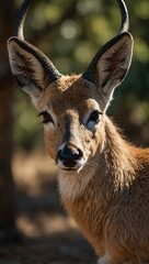 Fototapeta premium Close-up of a pale deer or antelope in wildlife.