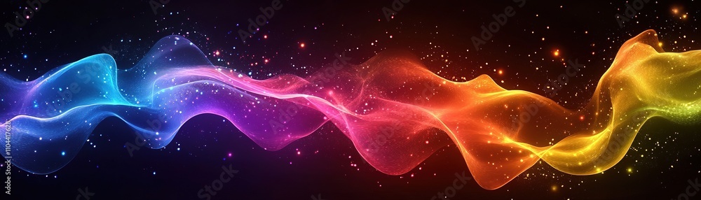 Poster vibrant abstract wave patterns digital artwork colorful background creative design graphic represent