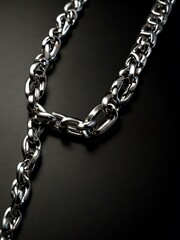 Fototapeta premium Close-up of a silver chain on a black background.