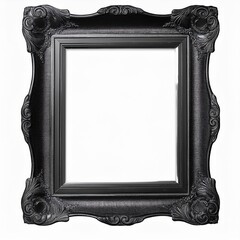 Vintage black Frame png element set on transparent background; back view; natural luxury des