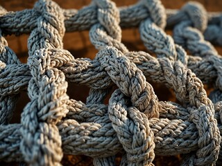 Fototapeta premium Close-up of a volleyball net with large knots.