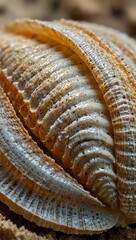 Close-up of a warty Venus clam shell.
