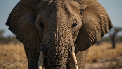 Close-up of a wild African elephant, Botswana.