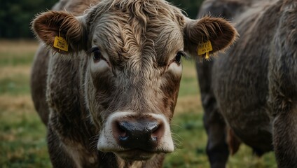 Close-up of Angus and Murray Grey cows grazing.