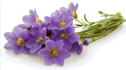 Obraz premium A cluster of purple flowers rests under gentle natural light.