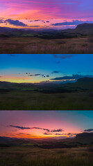 Obraz premium A Serene Landscape's Daily Journey: From Dawn to Dusk Captured Step by Step in a Single Image