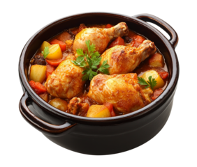 Chicken Basquaise isolated on transparent background