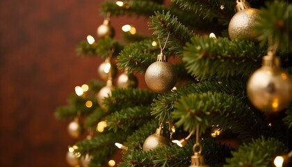 Bokeh of Light on Christmas tree. Defocused Light on Christmas tree on blurred background. Blurred Christmas background for template