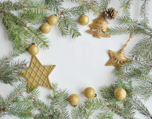 christmas background with branches and decorations