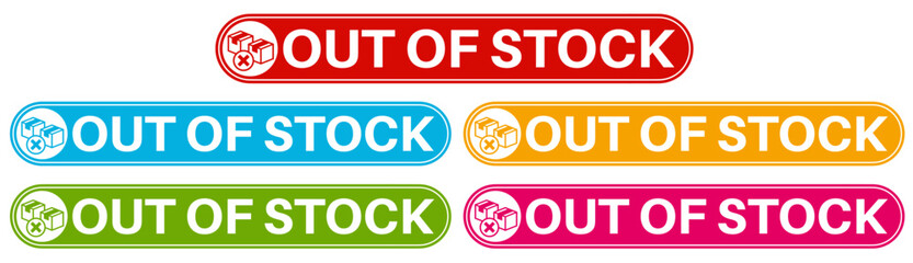 Set trendy Stylish out of stock icon labels. limited stock sign sticker icon design vector illustration	