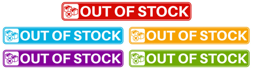 vector set out of stock icon sign. sold out symbol labels sticker template design illustration		