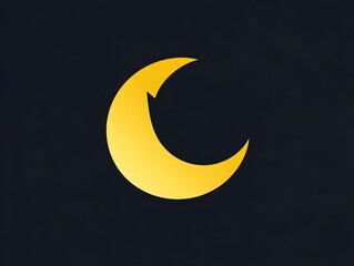 Yellow Astronomy crescent moon at night icon logo symbol