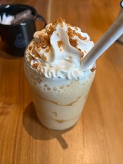 Salted caramel frape coffee