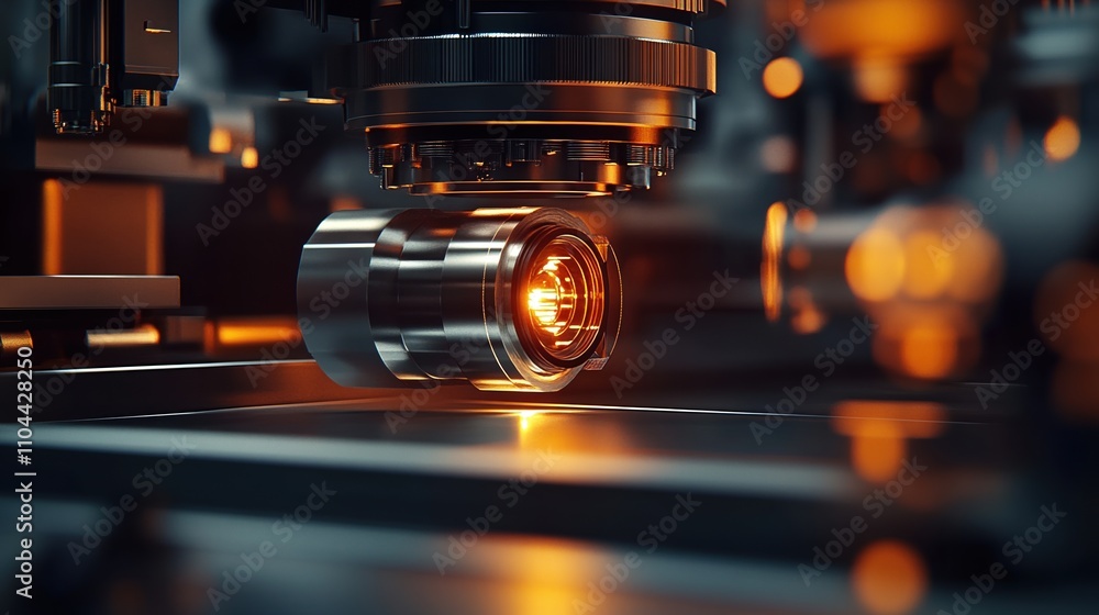 Poster high-tech spectrometer testing steel in advanced laboratory setting with scientists at work