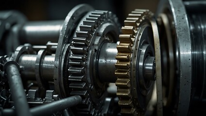 Fototapeta premium Close-up of gears in a transmission.