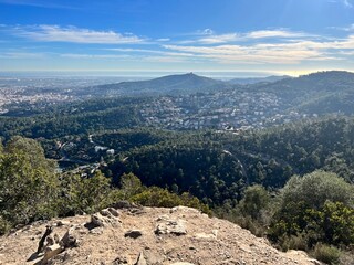 view from a viewpoint of the hills and sea near Barcelona