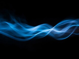 Vivid blue light rays travel rapidly over a black background, creating a sense of movement and energy with ample space for text or graphics on the left side