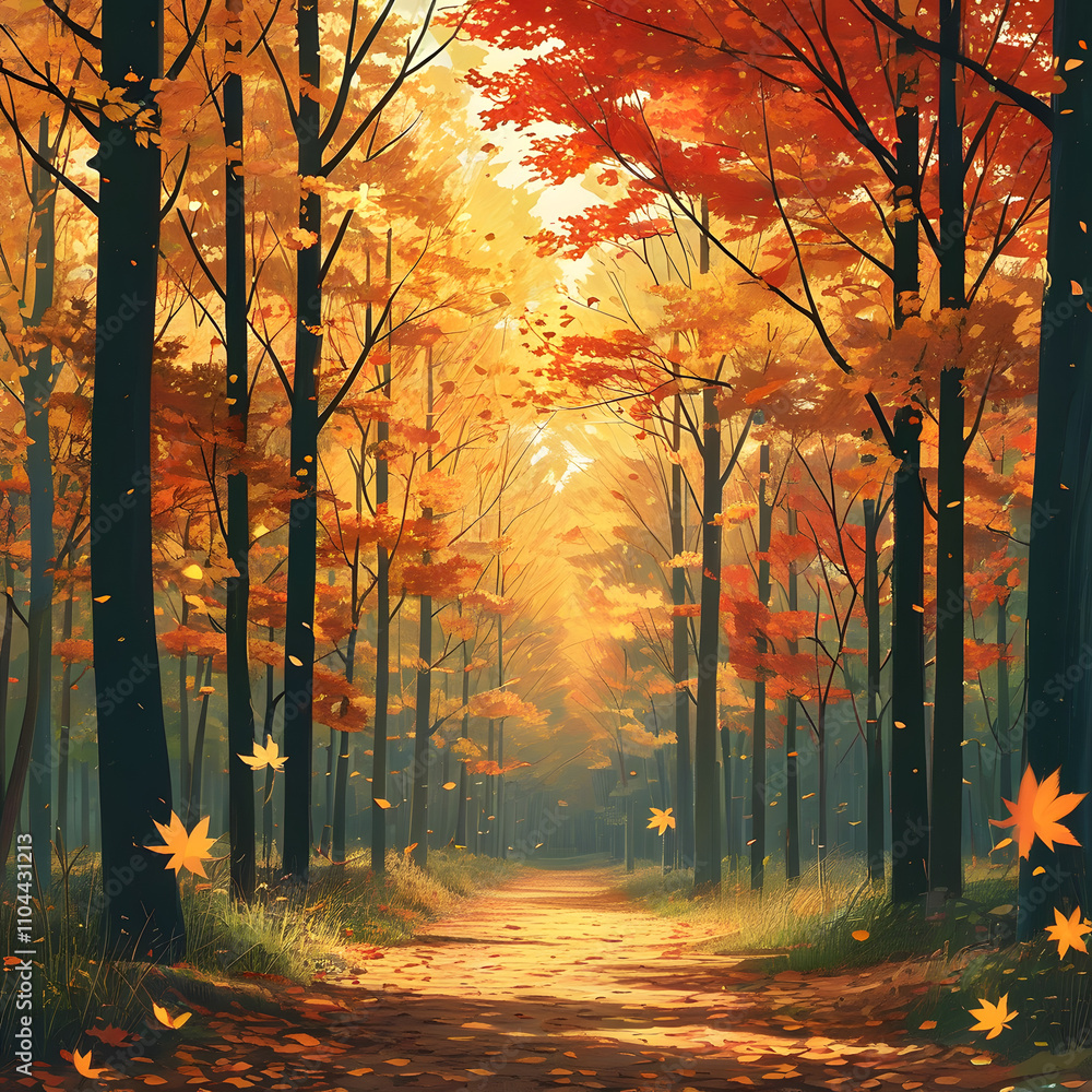 Wall mural Autumn Forest Path