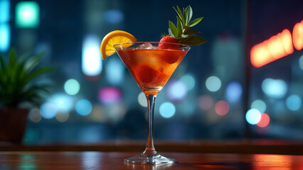 Exotic Cocktail in a Neon City