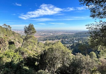 view from a viewpoint of the hills and sea near Barcelona