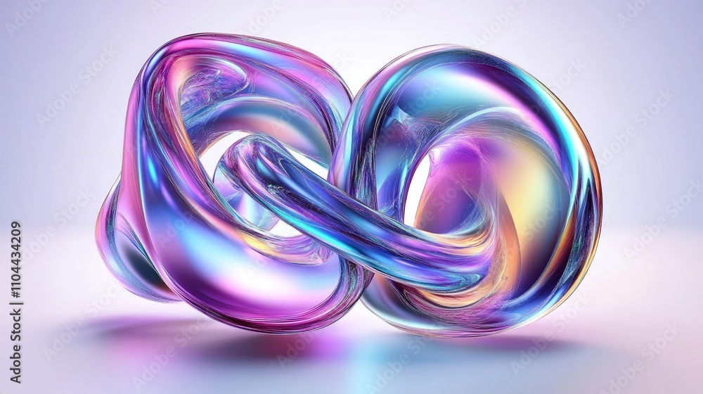 Poster a colorful, 3d liquid line design twisting into mesmerizing geometric forms.