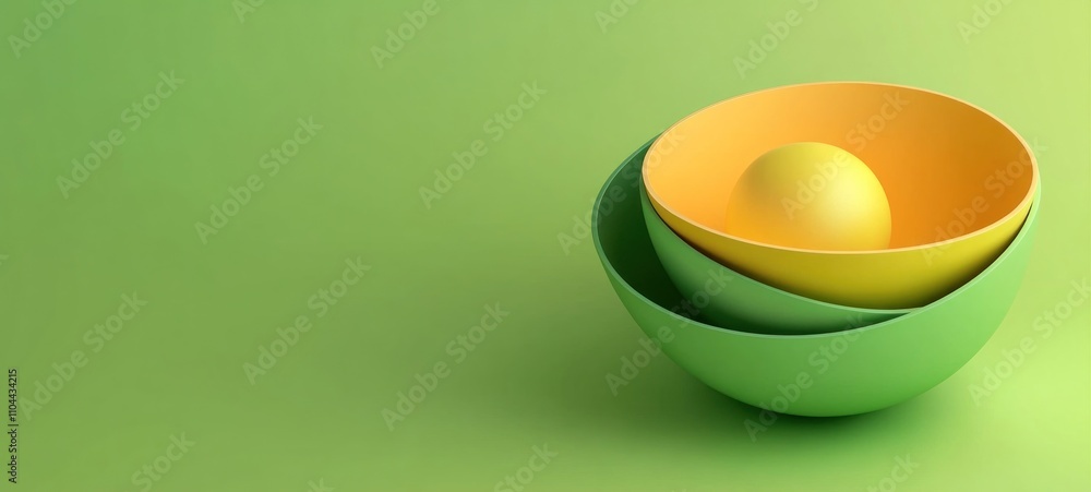 Poster abstract composition of nested bowls and sphere