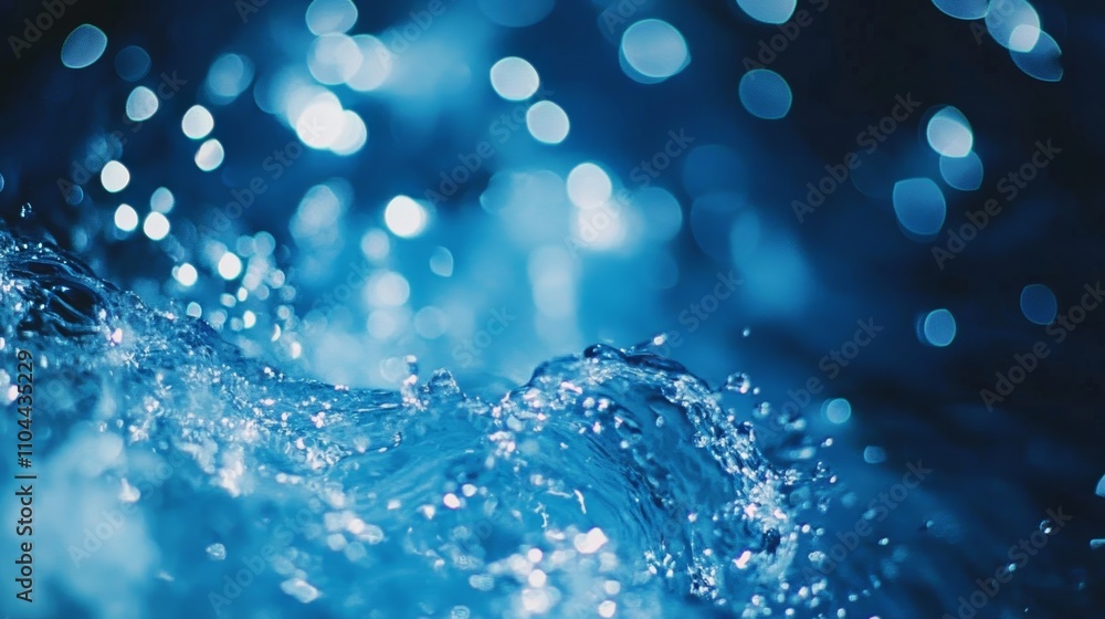 Poster abstract blue bokeh background with defocused elements for creative visuals and designs