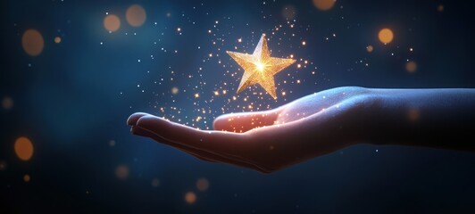 Glowing Star Held in a Hand: A Symbol of Hope and Dreams