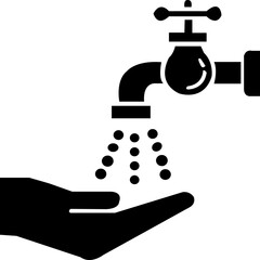 water tap glyph icon, flow, cold drink, kitchen, drink water, water pipe, use