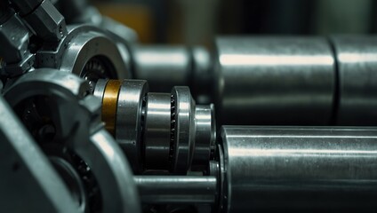 Fototapeta premium Close-up of spinning metallic detail in machinery.