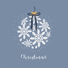 new year christmas card. Vector template with cute elements for design