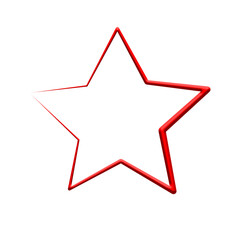 red stroke star 3d clouds isolated on a white background. Render soft round cartoon fluffy star icon in the star. 3d star shape jpg for marketing, designing,
