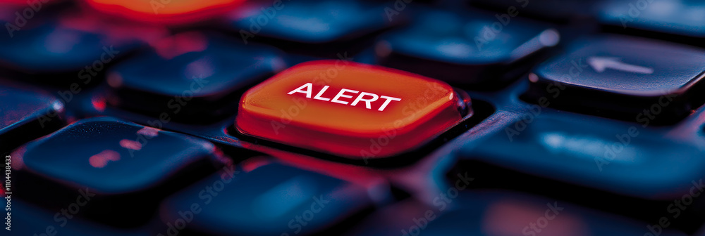 Aufkleber a striking red alert key on a dark keyboard highlights the urgency of notifications in a tech-driven