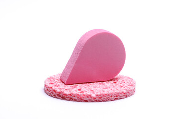 Pink Makeup Sponges on White Background