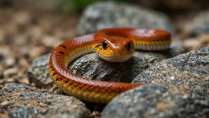 Naklejka premium Close-up portrait of a corn snake on a stone.