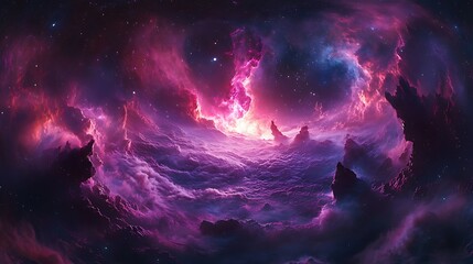 360-degree equirectangular projection of a dark space view