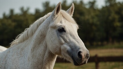 Fototapeta premium Close-up portrait of a white horse.