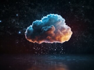 Fototapeta premium Cloud icon floating in a digital space.